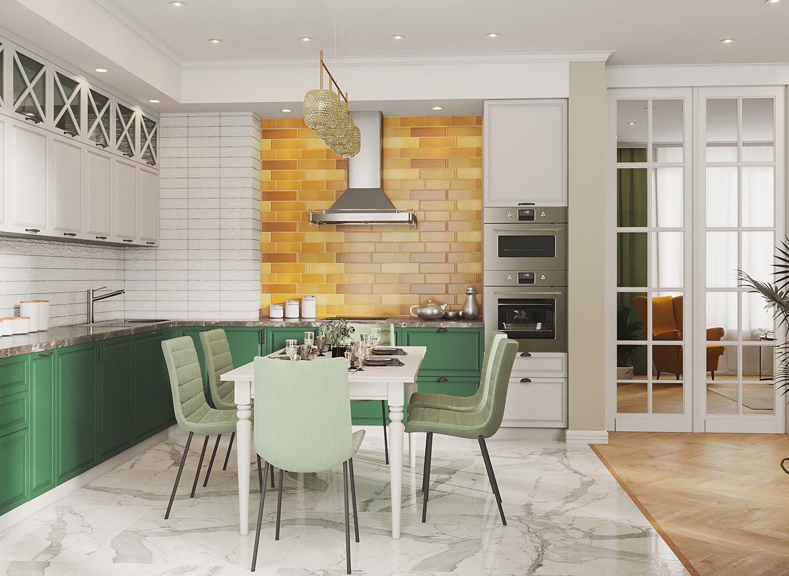 Кухня-гостиная и санузел в частном доме