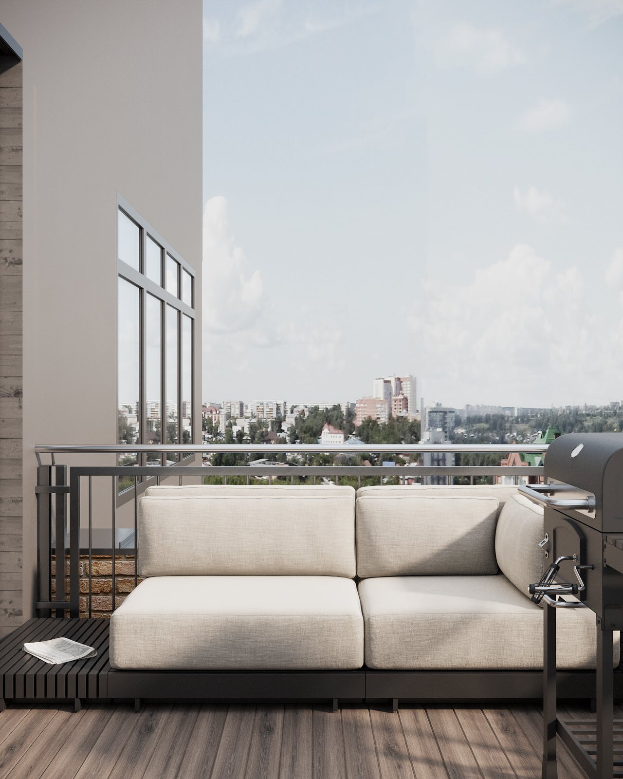 Монохромная квартира с террасой.