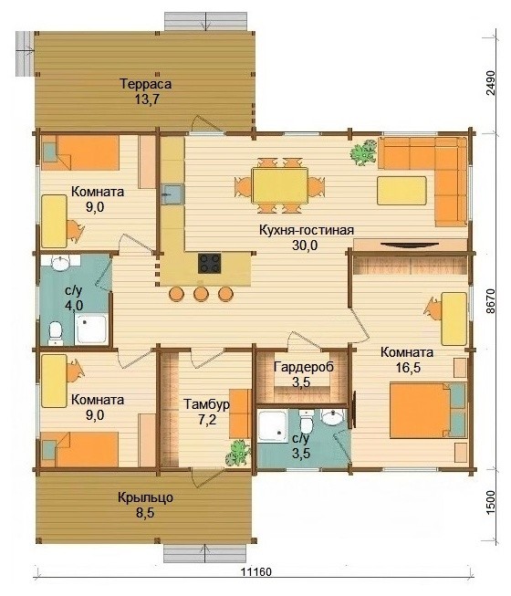 Дом из клеёного бруса сезонного проживания "Базис 2"