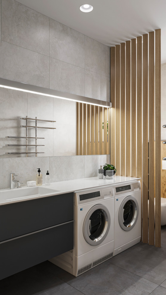 Барнхауз с мансардными окнами в серых оттенках