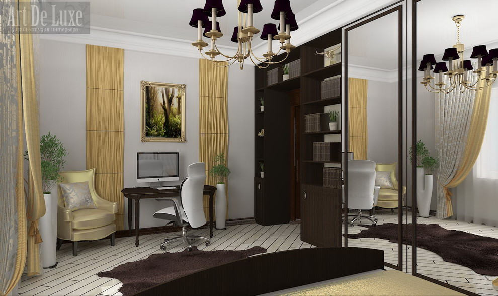 "Иней с золотом", спальня с рабочим местом