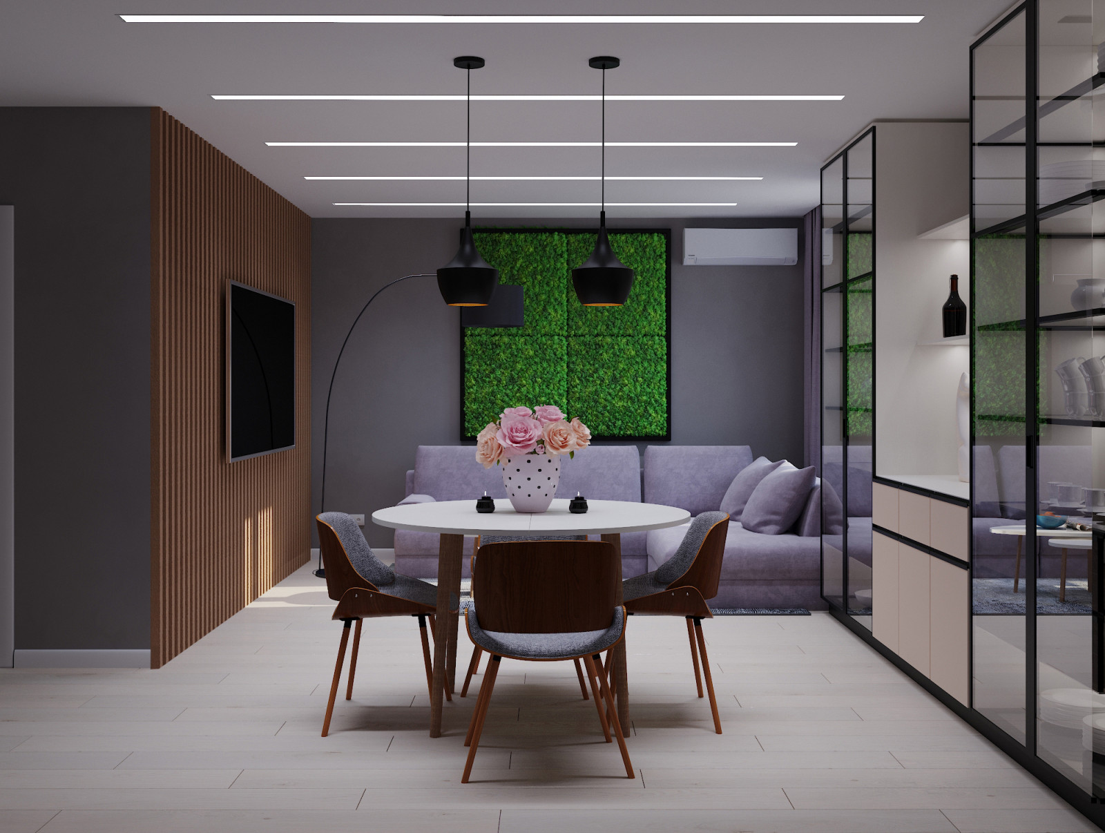 Частный дом «серые оттенки минимализма с современной классикой»