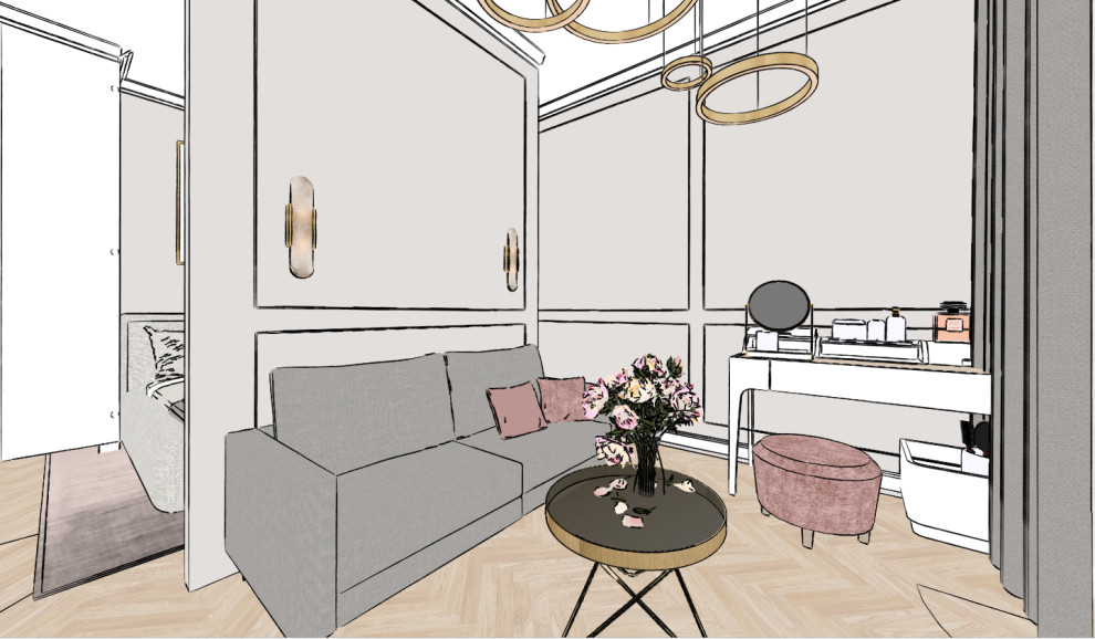 Скетчи квартиры в неоклассическом стиле