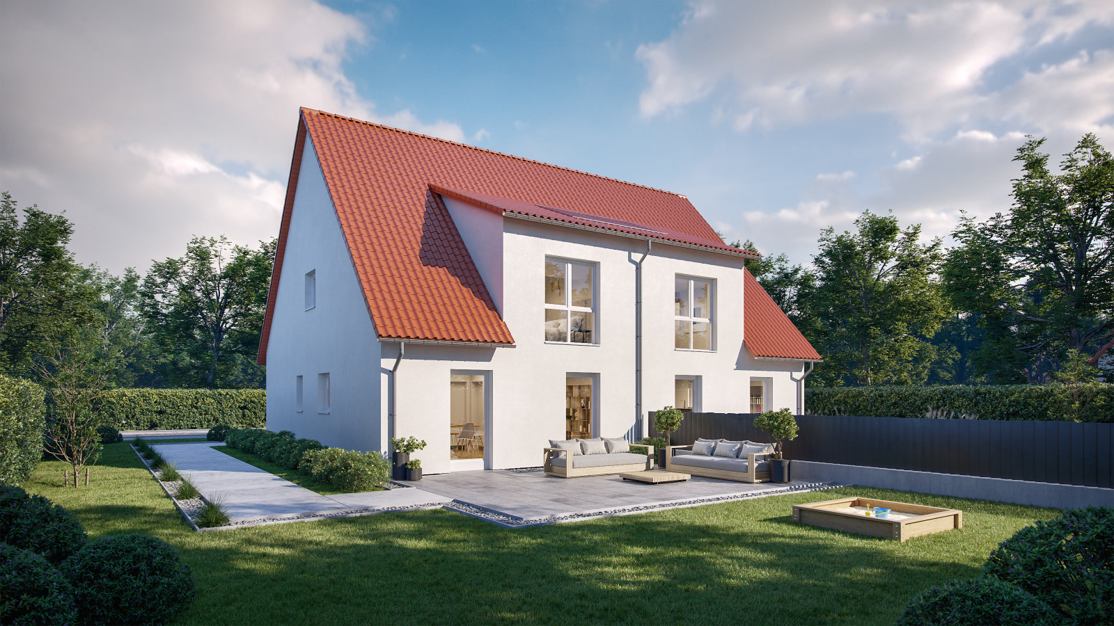 Beispiele architektonischer Renderings eines  Hauses