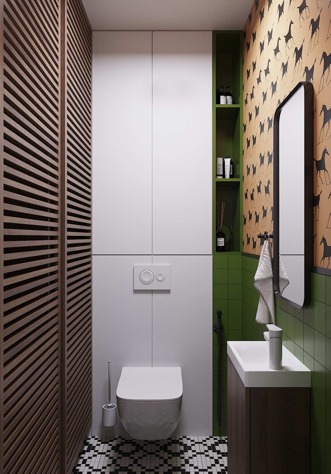 квартира с зеленым диваном