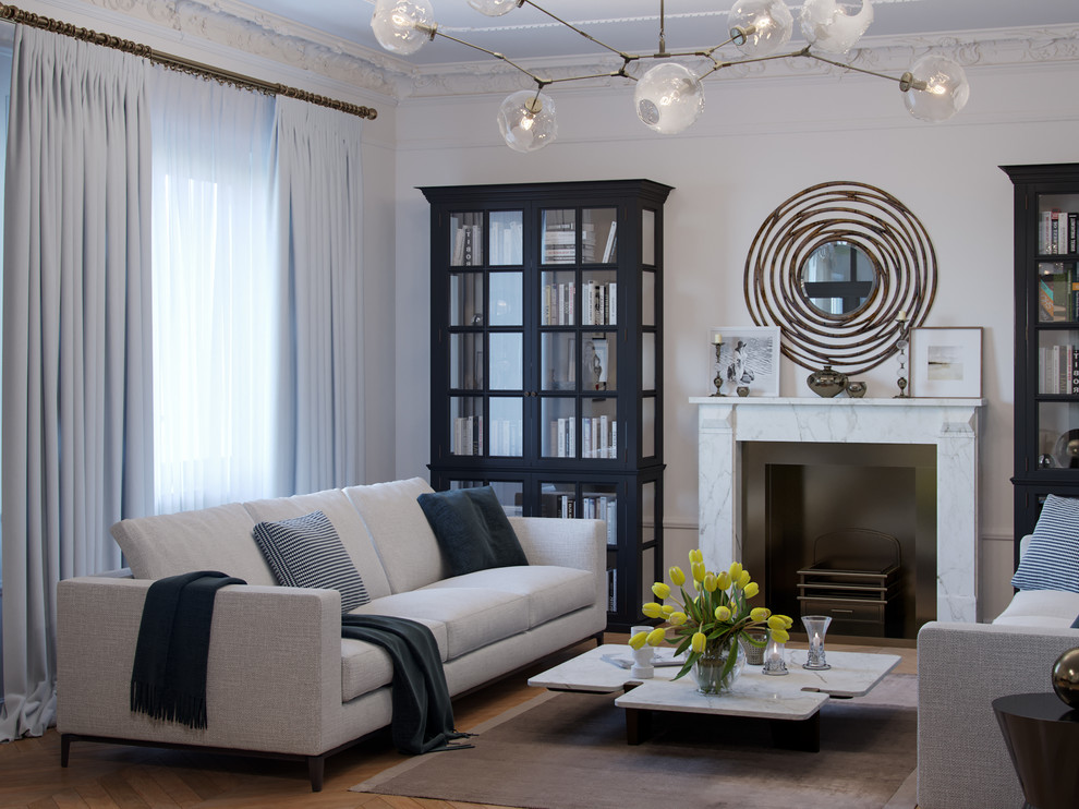 Сталинка на Ломоносовском. Дизайн гостиной в парижском стиле