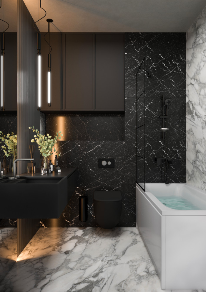 Обложка проекта: Тёмная ванная комната