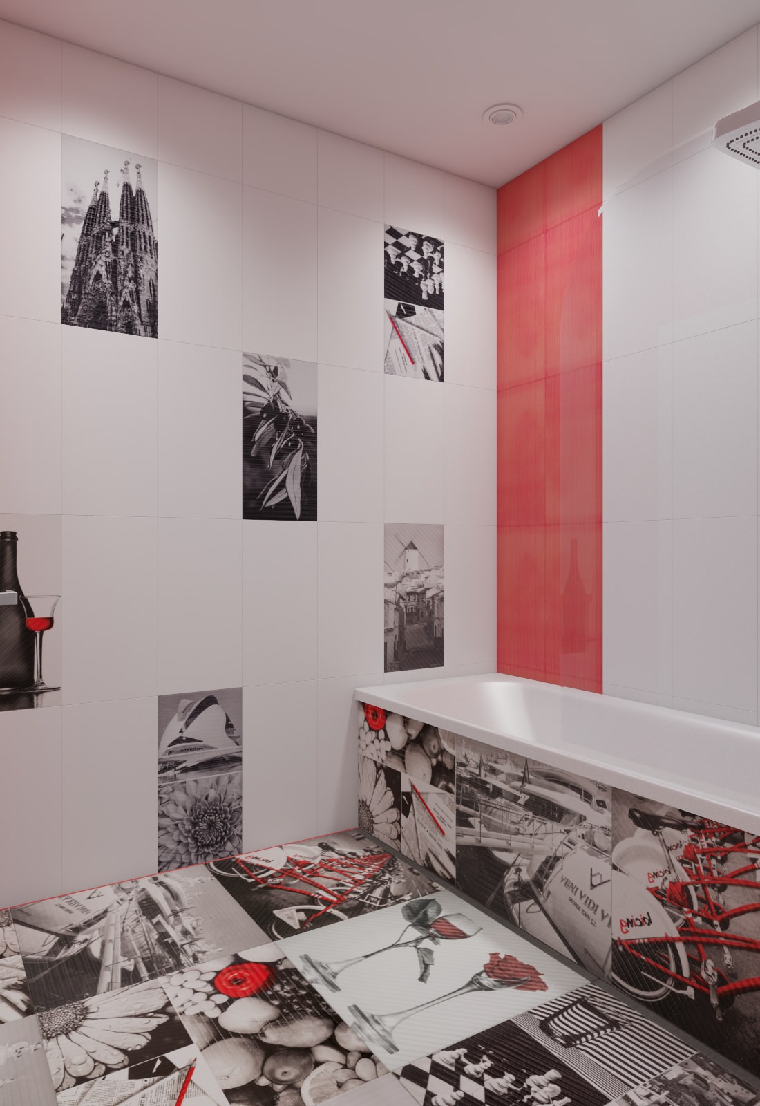 Хай тек в санузлах с плиткой Атем и экостиль с 3 Д панелью в спальне