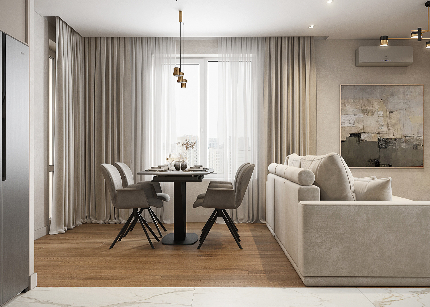 Элегантная современная трехкомнатная квартира