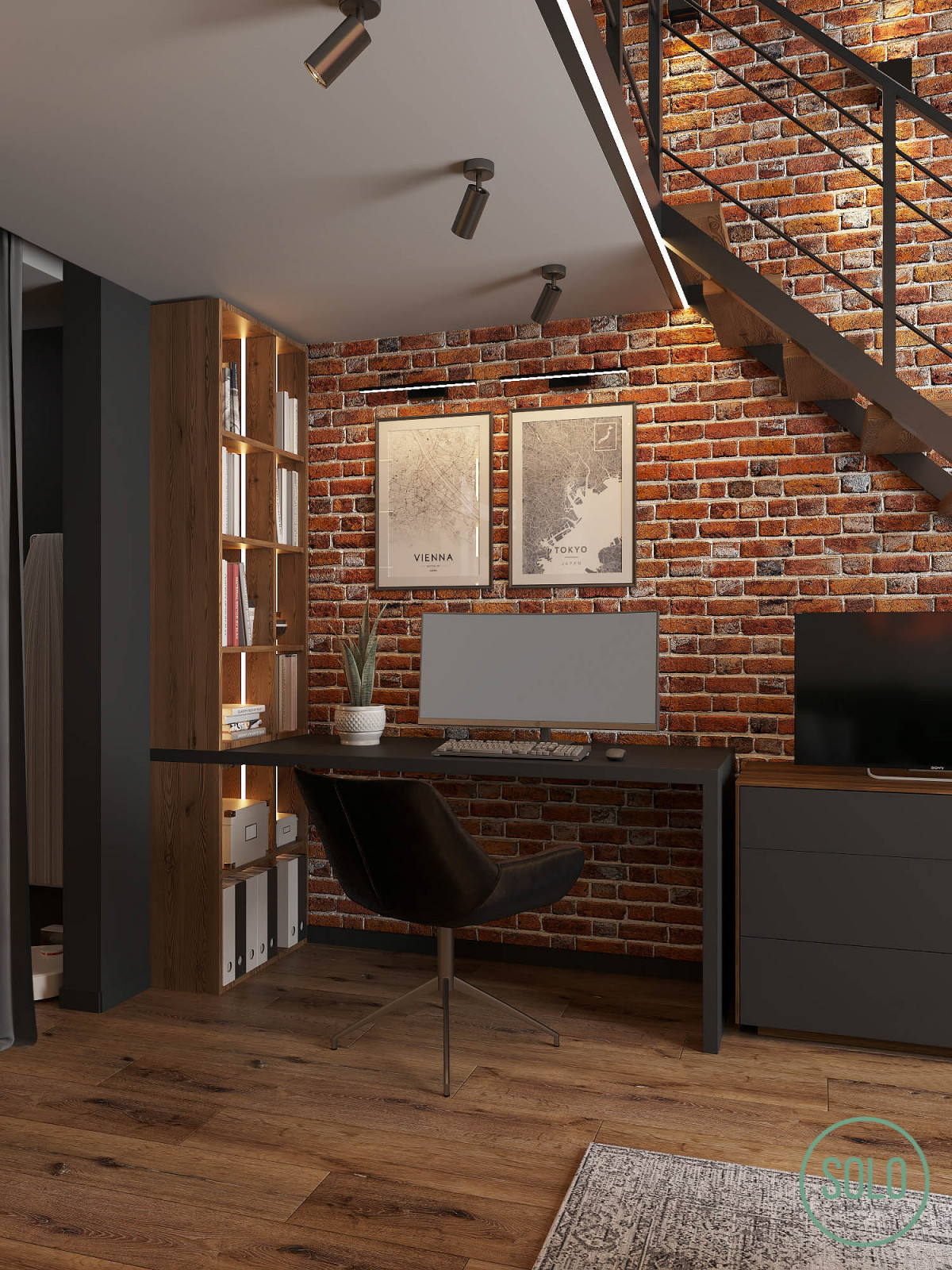 Лофт со спальней на втором уровне