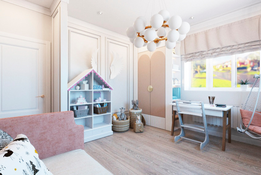 Двухэтажный дом для семьи с тремя детьми.