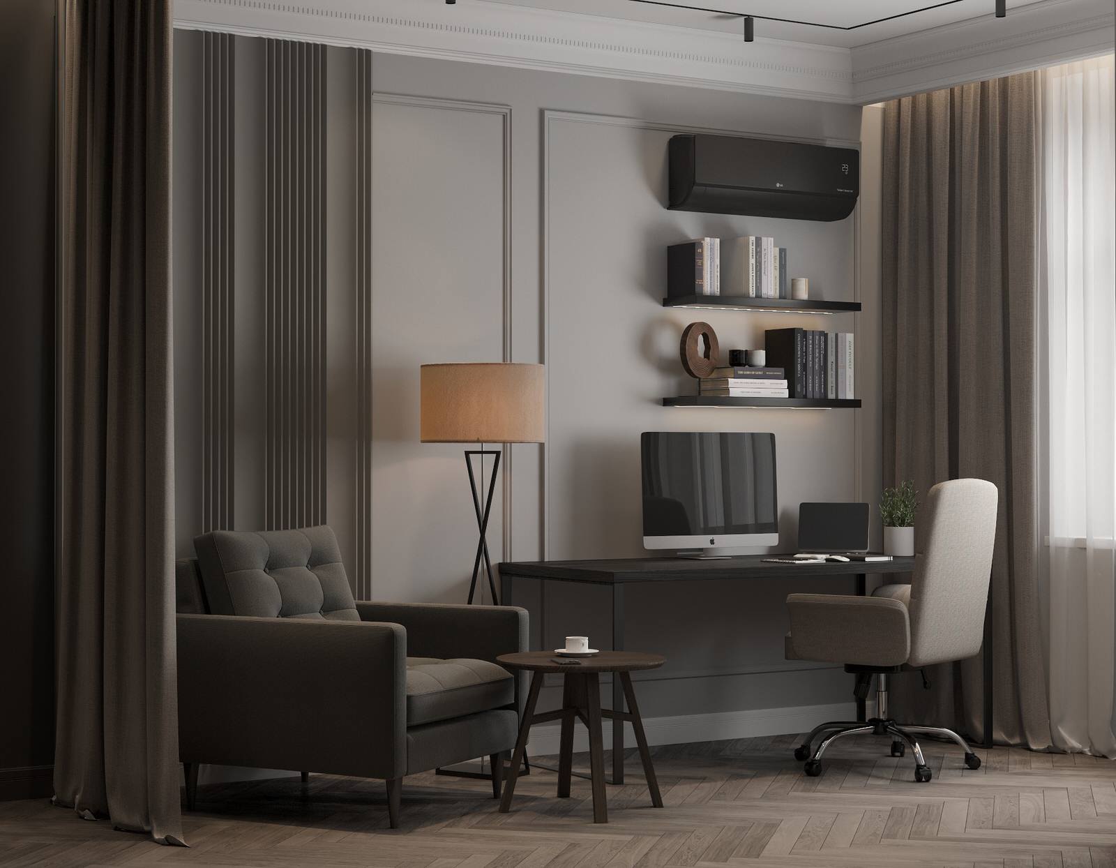 Обложка проекта: Интерьер однокомнатной квартиры в темных оттенках