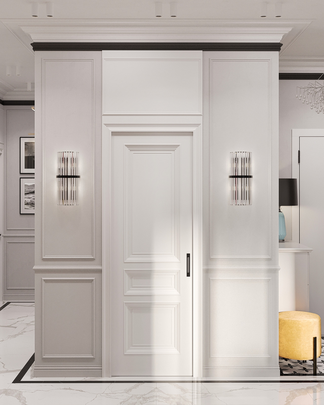 Стильный интерьер с элементами ар-деко в ЖК Петровский квартал на воде - 99 м2