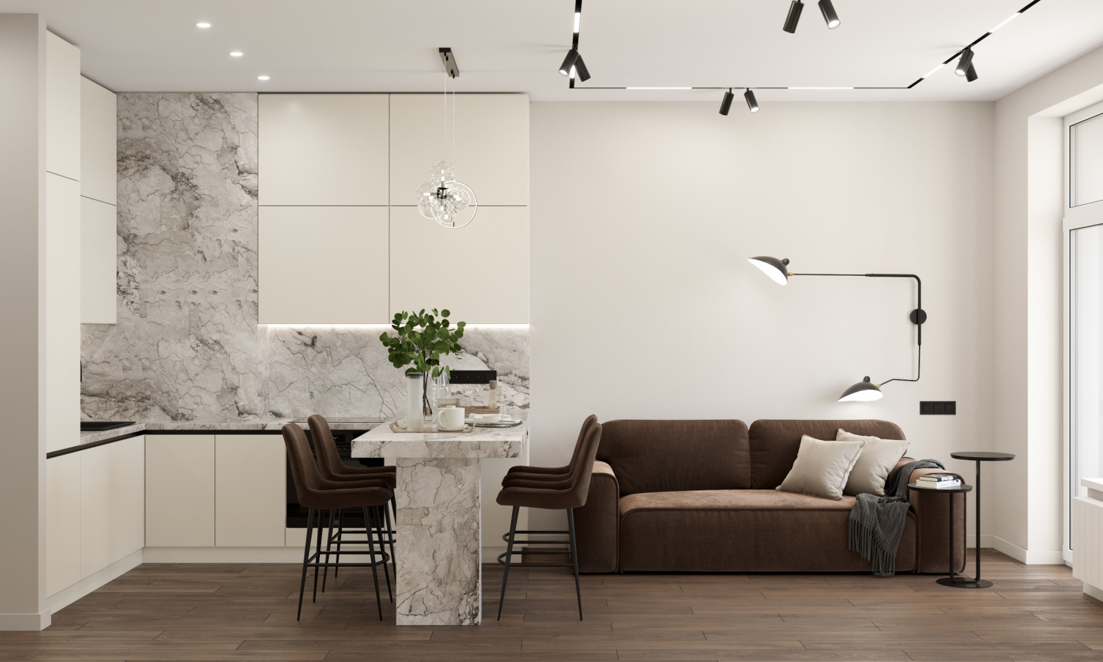 Обложка проекта: Современный интерьер в темных тонах в ЖК Настоящее