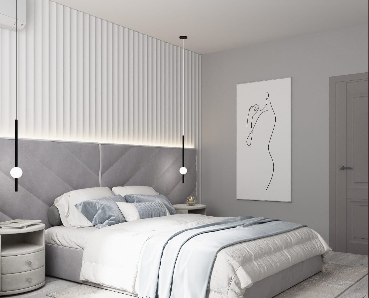 Обложка проекта: Гипсовые 3Д панели в спальне