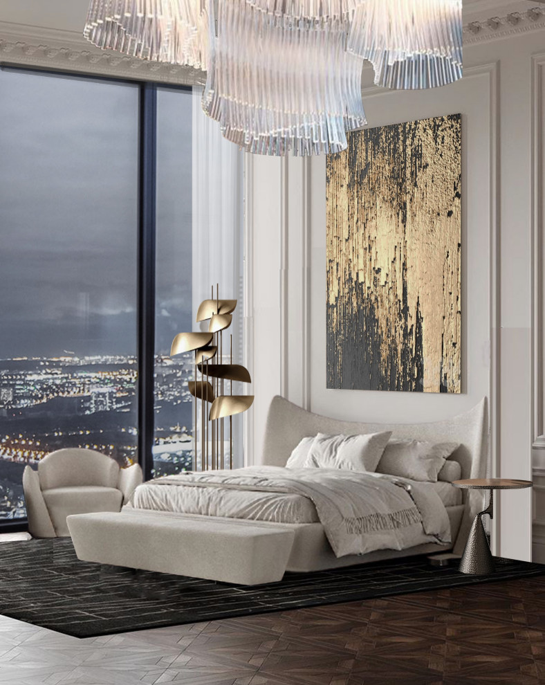 Вариант оформления акцентной стены в спальне.