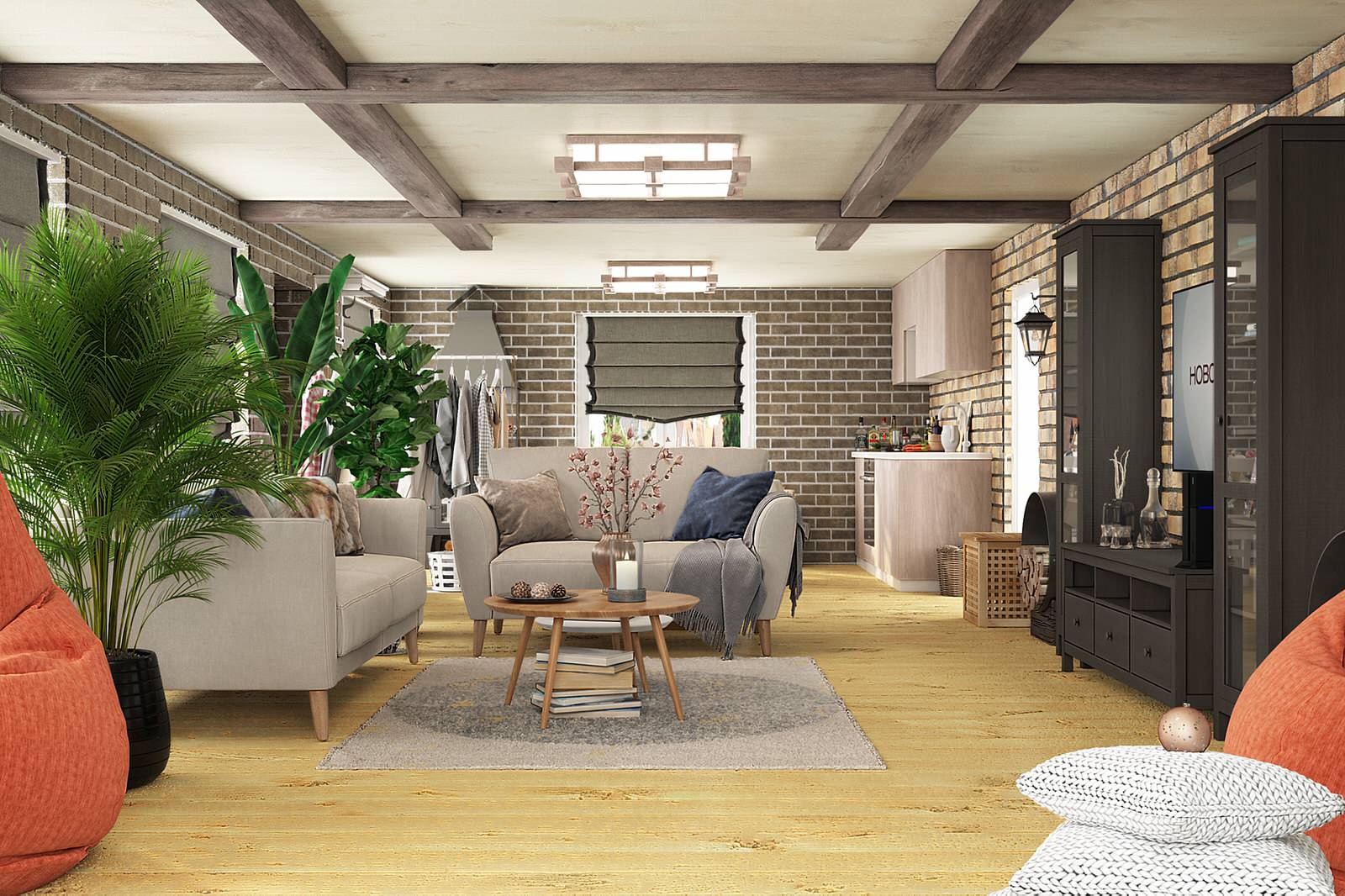 Обложка проекта: Дизайн-проект кухни гостиной с гриль - барбекю