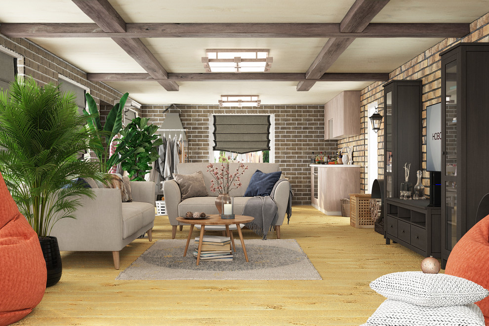 Обложка проекта: Дизайн-проект кухни гостиной с гриль - барбекю