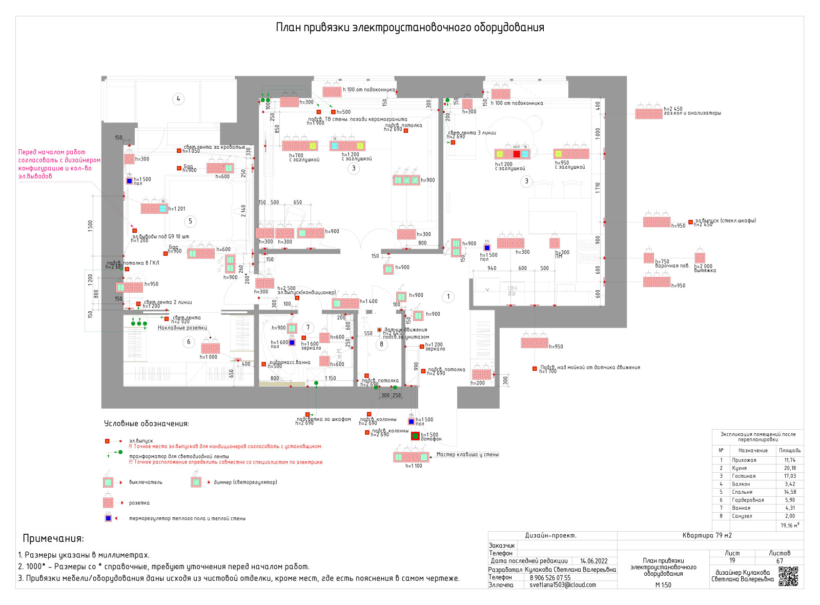АЛЬБОМ РАБОЧИХ ЧЕРТЕЖЕЙ (двухкомнатная квартира 79 м2)