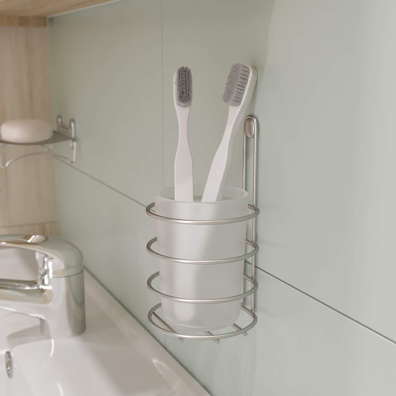 Светлая ванная комната (2,94 кв. м) в современном стиле ; Открывает новую вкладк