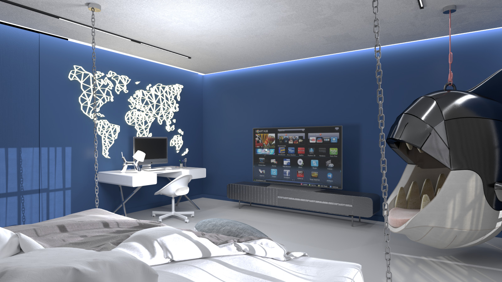 children's room in the style of the sea