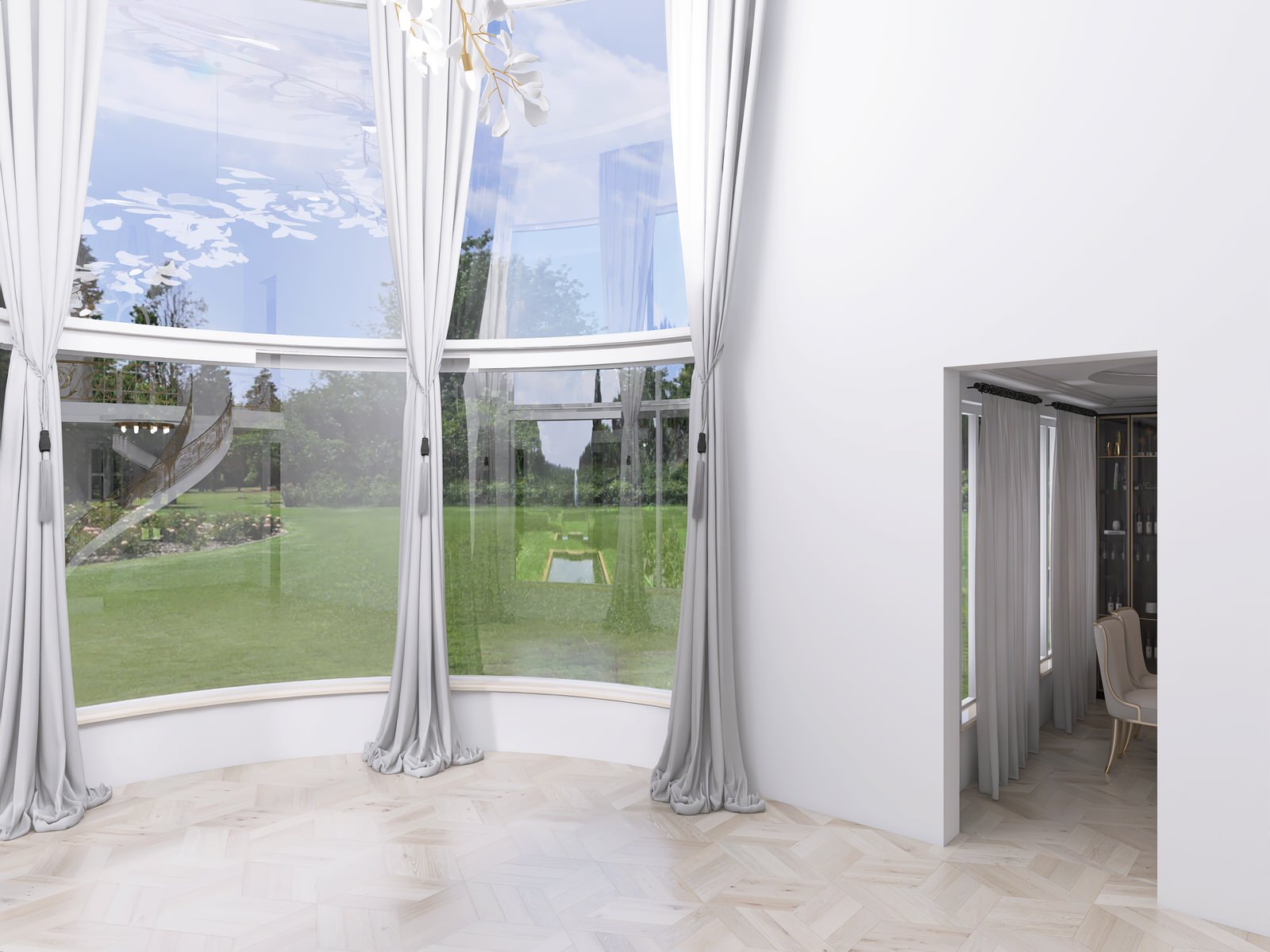 Дом с винтовой лестницей в центре