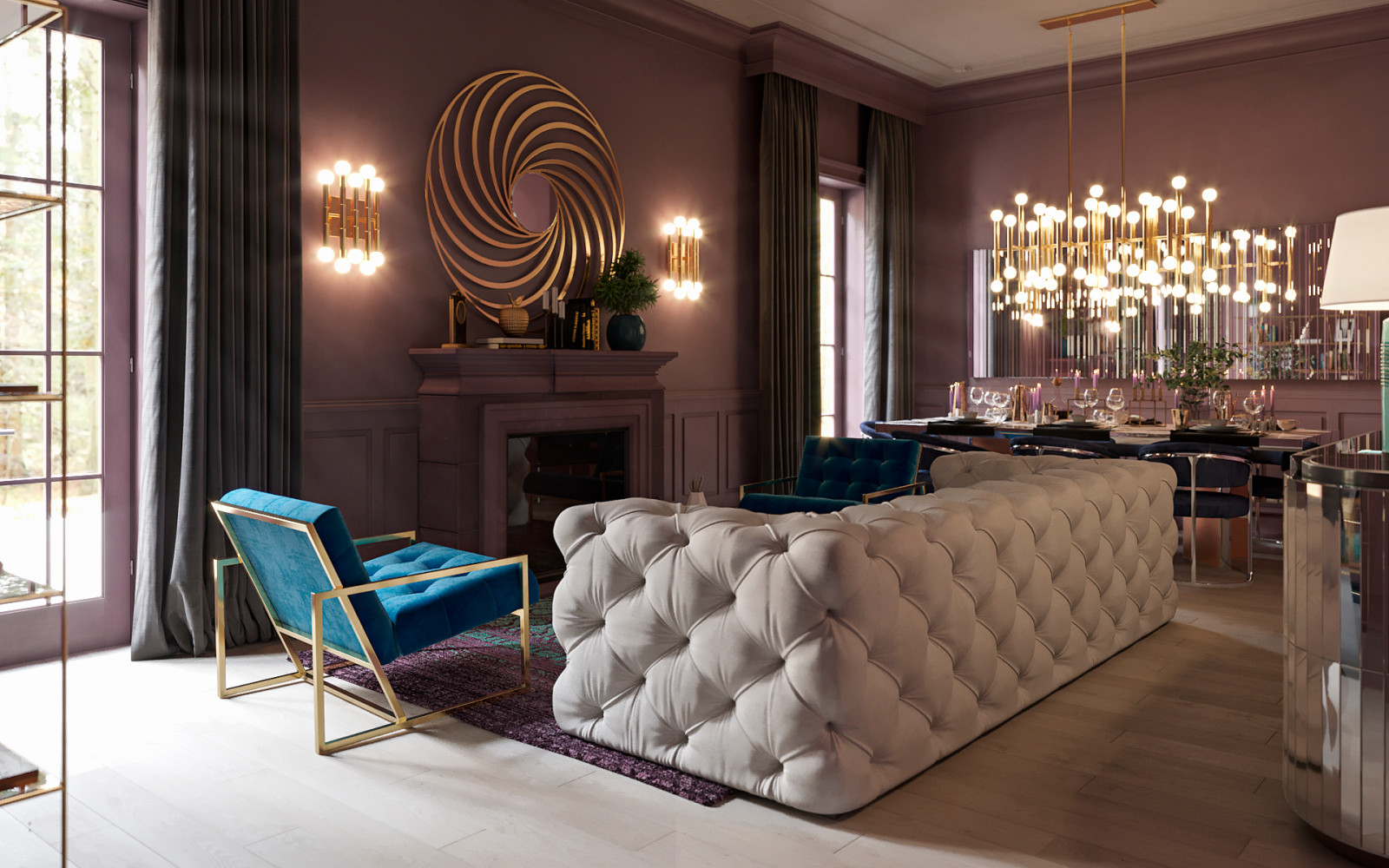 Дизайн проект гостиной дома в Лос-Анджелесе. Дизайнер Павлова Светлана.