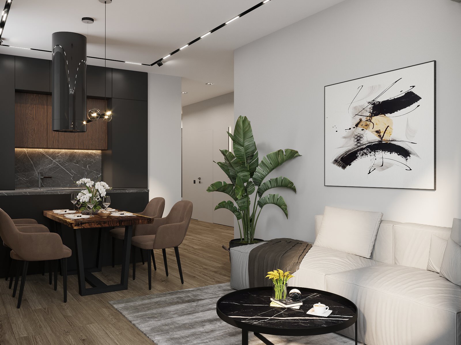 Дизайн трехкомнатной квартиры 65м² для молодой пары в ЖК Европейский квартал