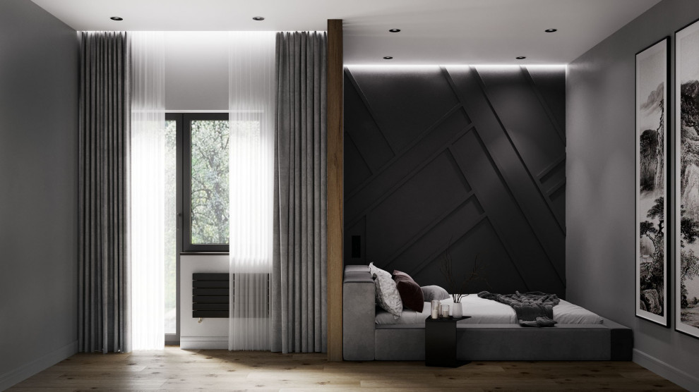 Дизайн проект двухэтажного частного дома в серых тонах