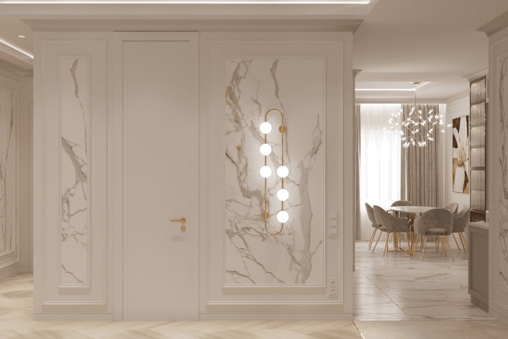 Просторная квартира в нежных оттенках со стильными элементами декора