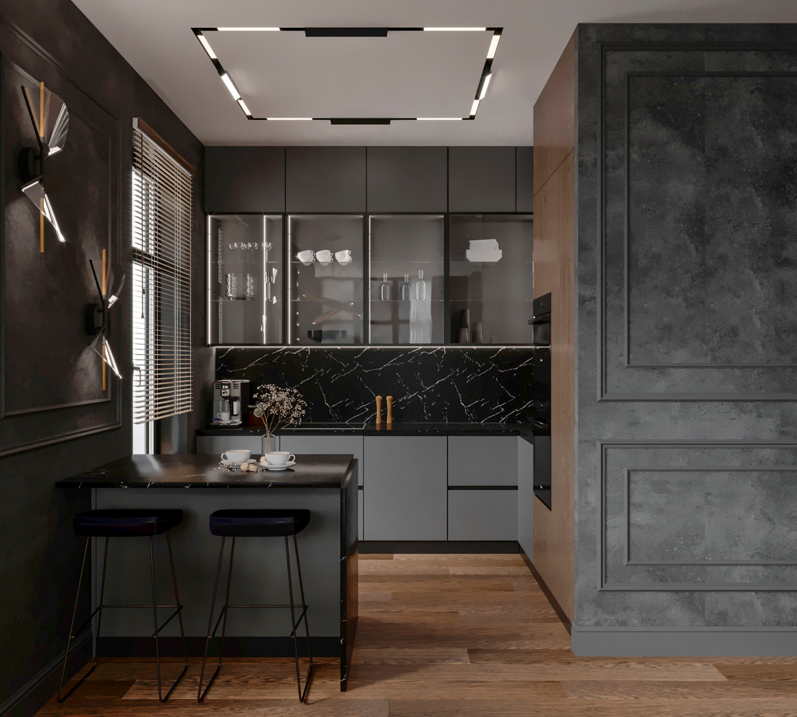 Гостиная в современном стиле с элементами драмы