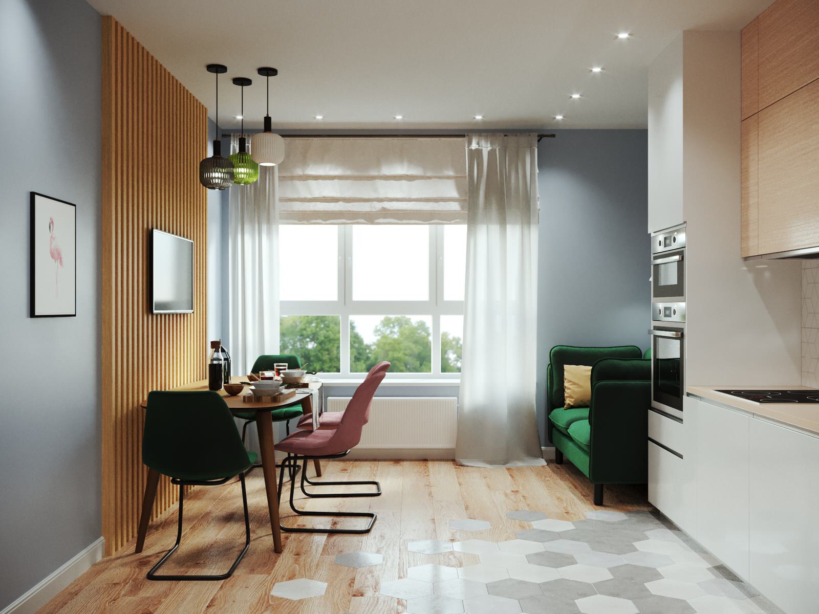 Проект интерьера двухкомнатной квартиры в стиле сканди