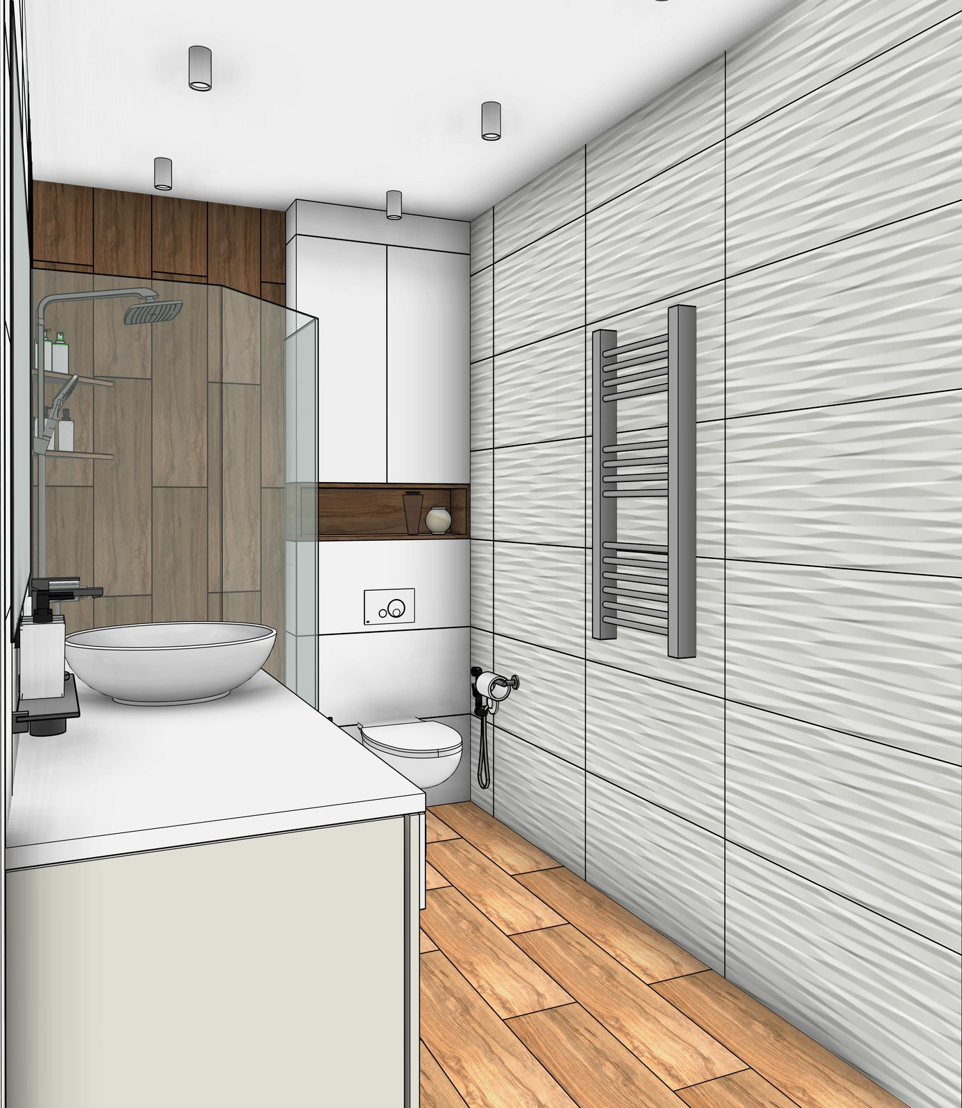 Квартира в новостройке для молодой семьи (дизайн в графике)