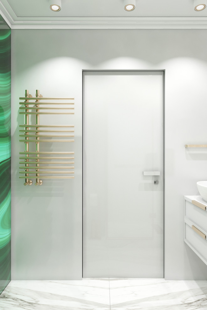 Изысканная ванная комната. Зеленый + золото