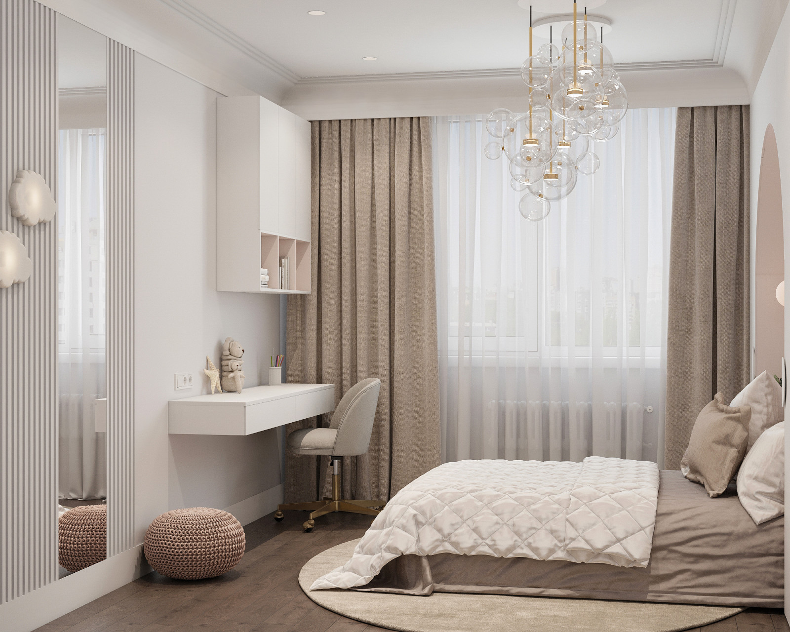 Квартира в стиле неоклассика, Мкр. «Бутово Парк», 68 кв.м.