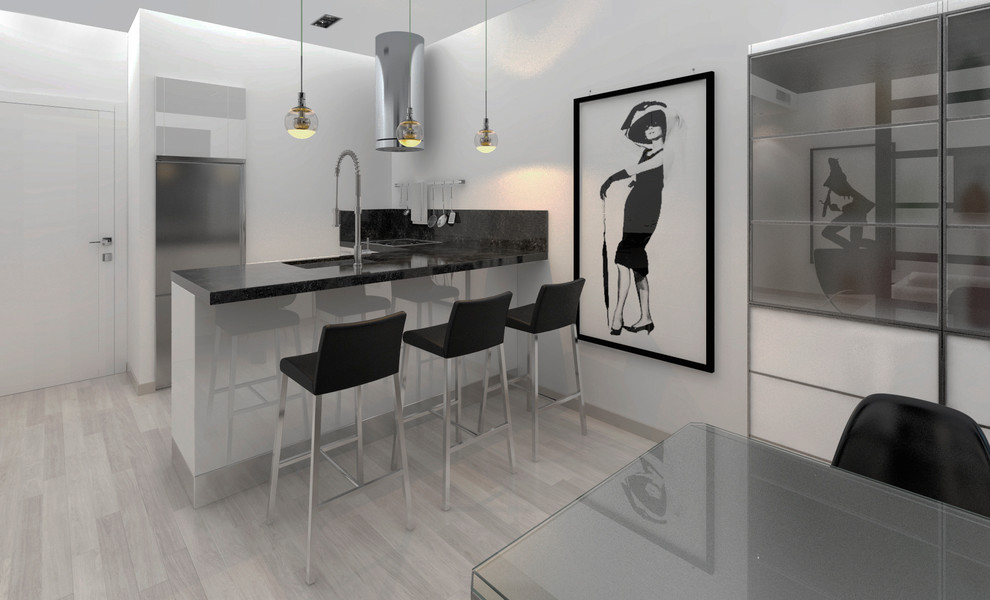 Дизайн апартаментов в стиле black&white. 2013 г. - по мотивам фильма "Американск