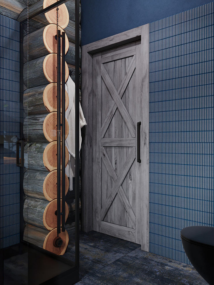 Дом из кело для рыбалки. Душевая комната