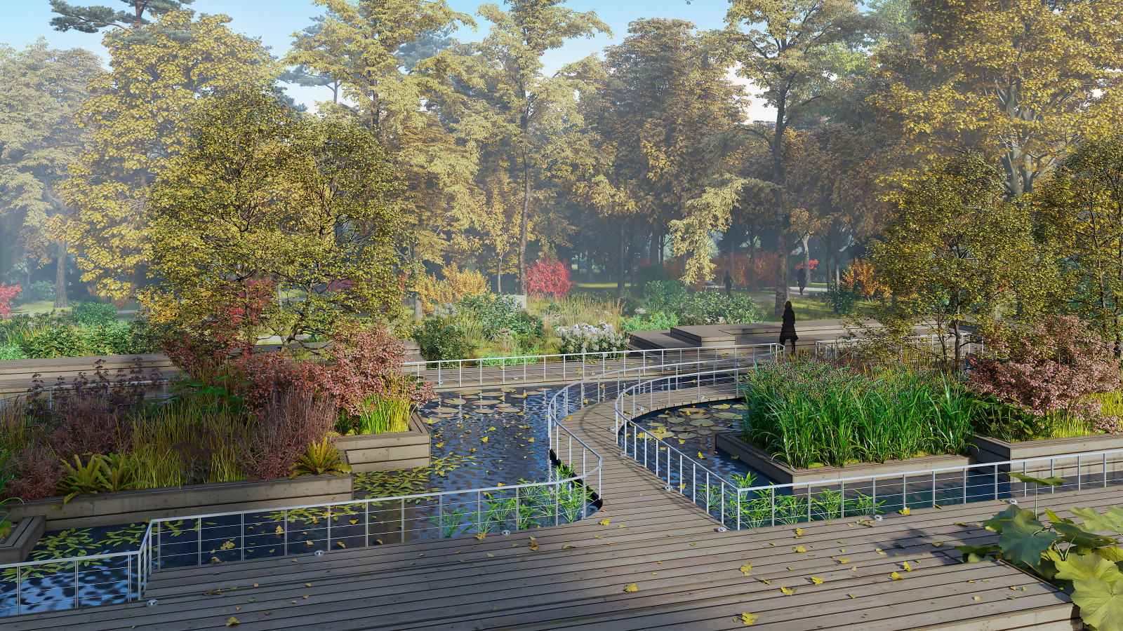 Ландшафтный проект водоема с террасами