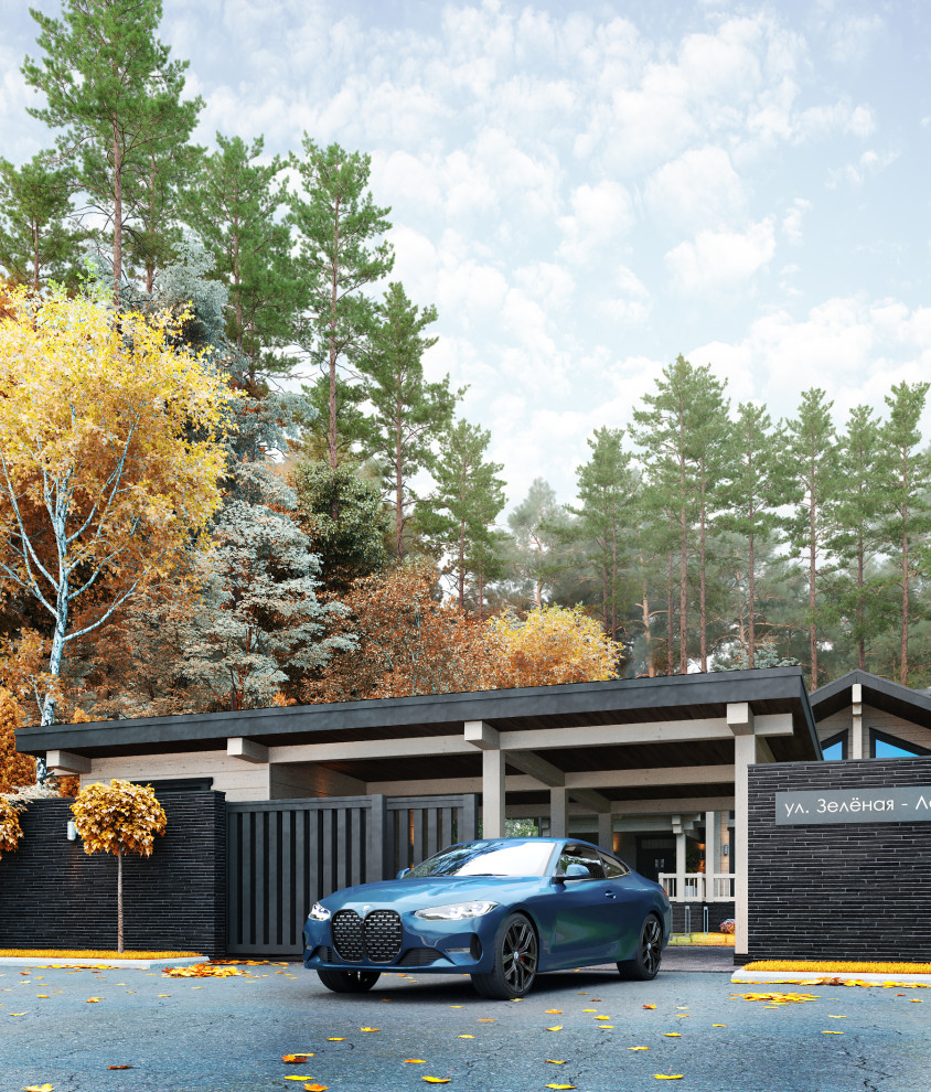 Дом из клееного бруса в лесу