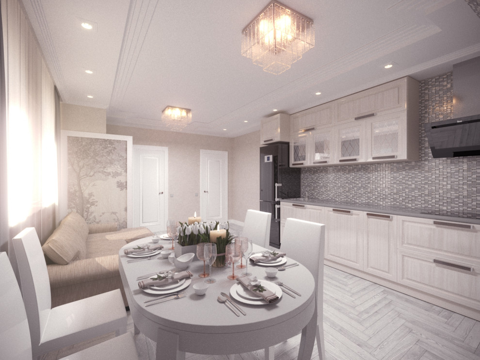 Проект кухни-студии в стиле арт-деко