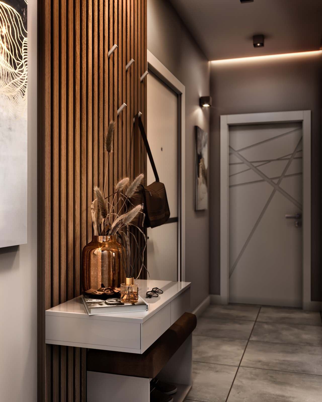 Gray color in the interior of an apartment of 60 m² in St. Petersburg