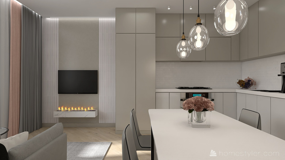 Обложка проекта: Кухня-гостиная современный стиль