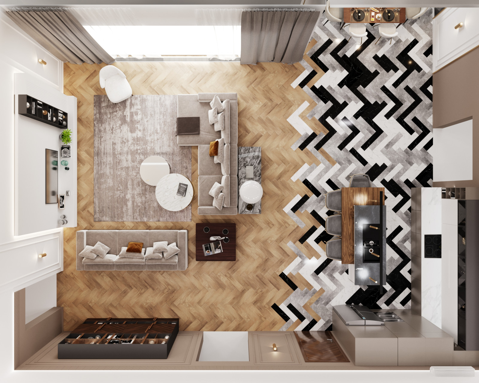 Кухня-гостиная из проекта дома 250 кв.м