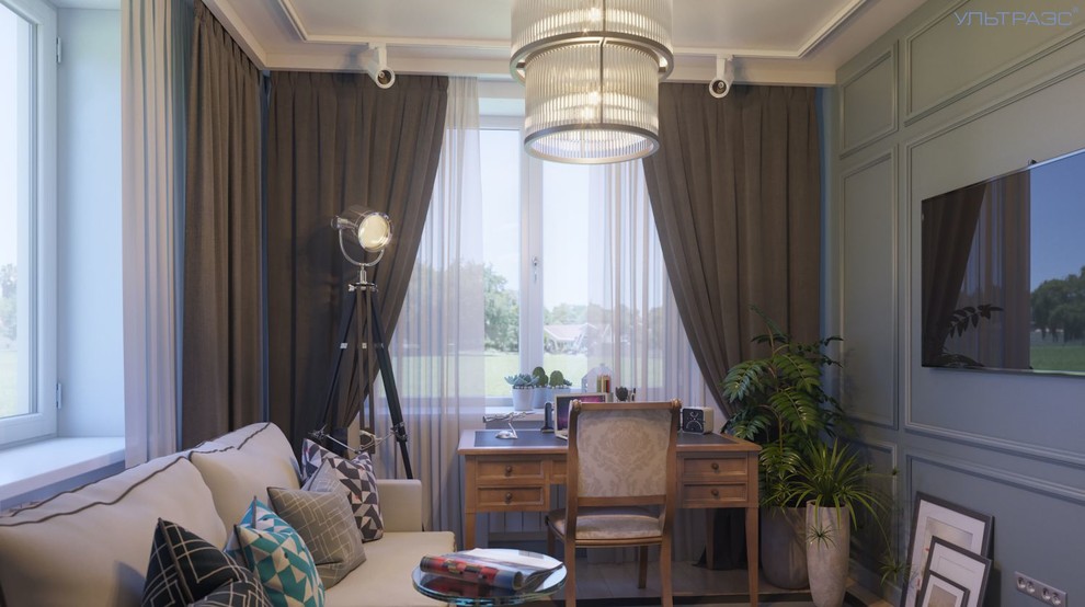 спокойный кабинет в колониальном стиле