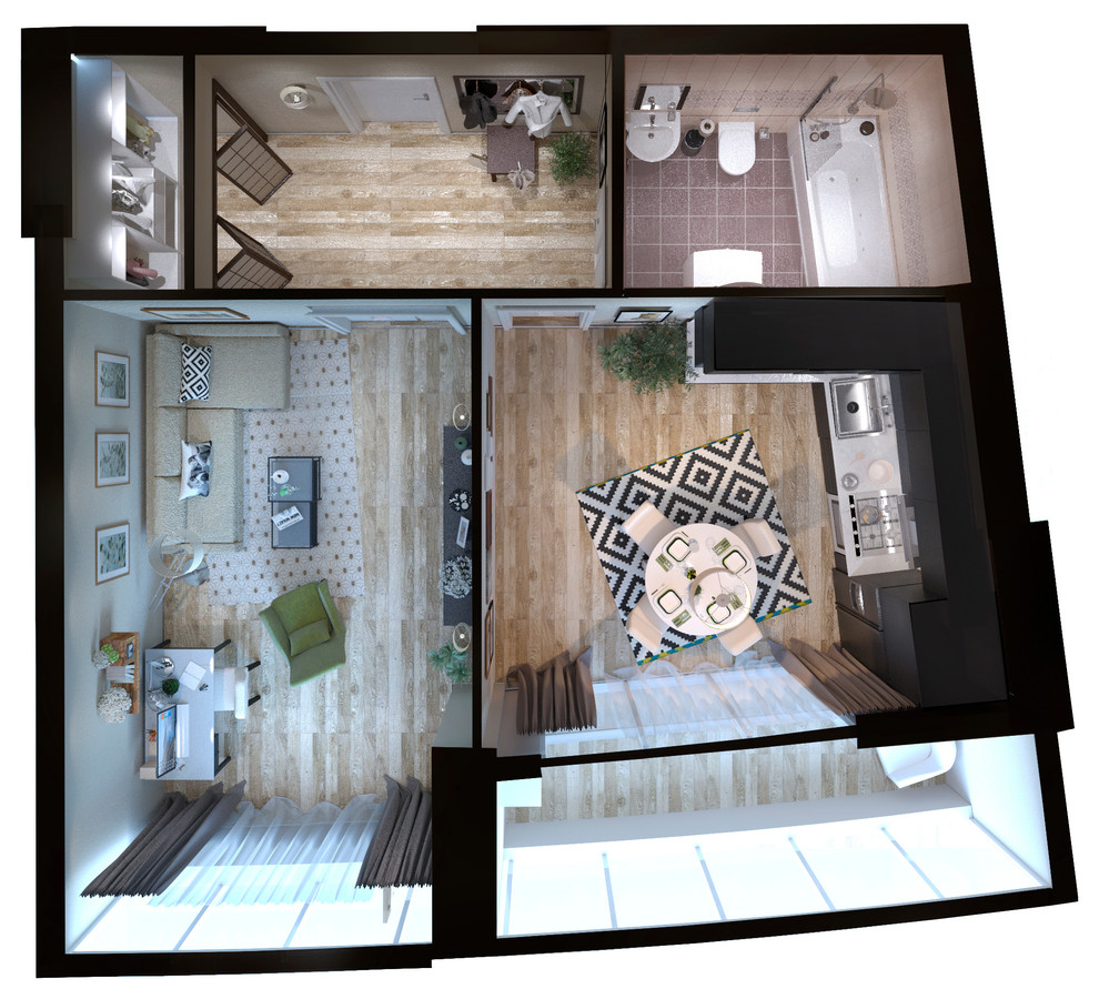 Два вар. 2-х ком. квартиры для застр-ка ЖК Паруса (студия и отдельные комнаты)