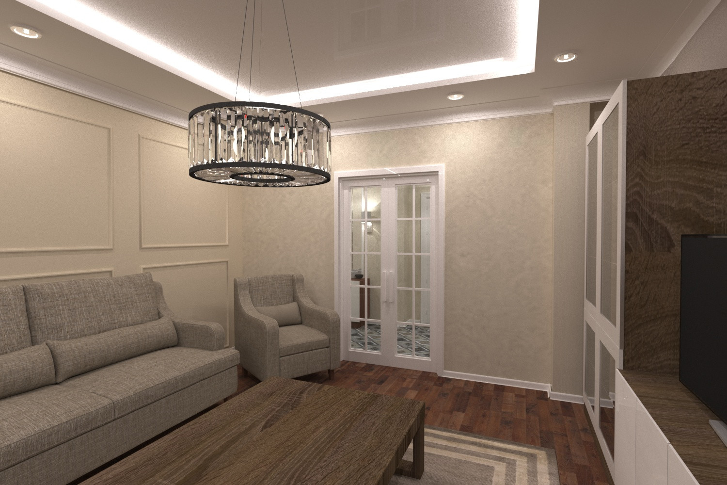 Обложка проекта: Гостиная и прихожая в неоклассике