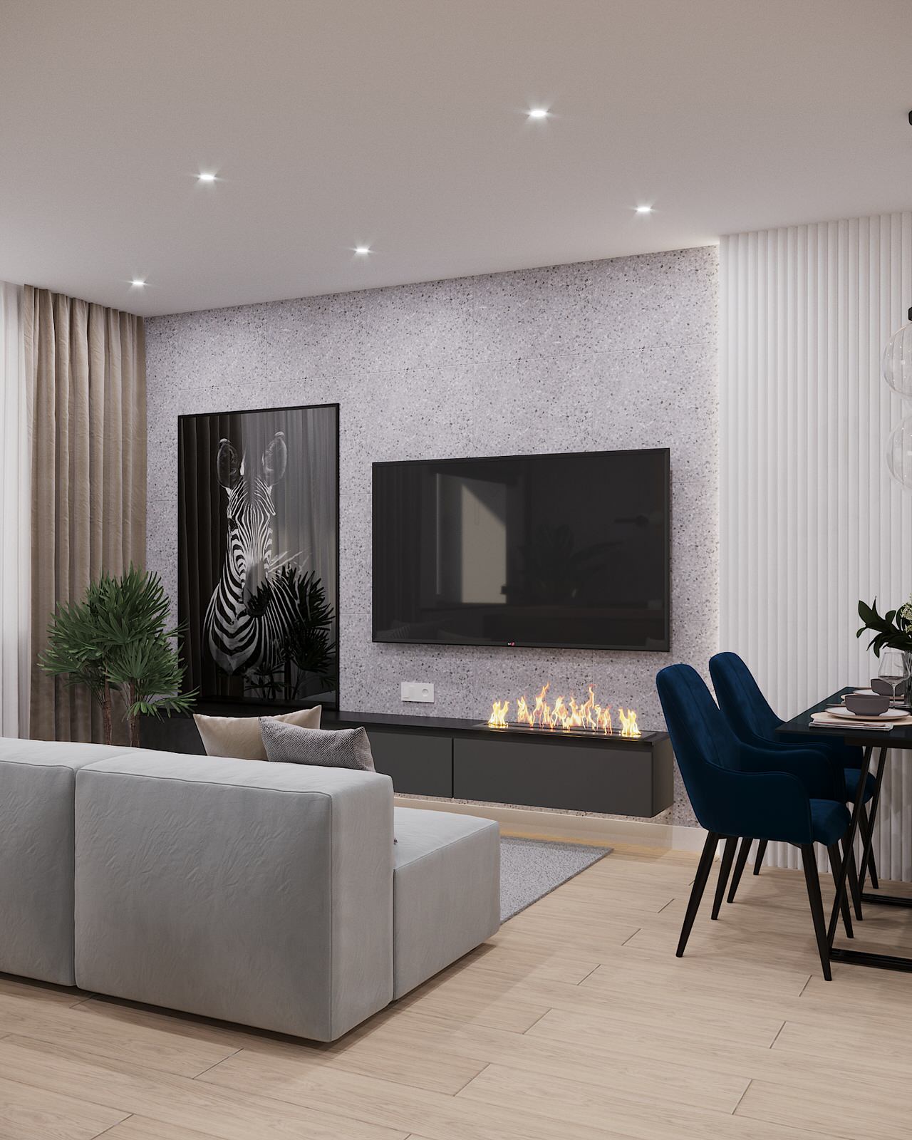 Дизайн проект кухни-гостинной