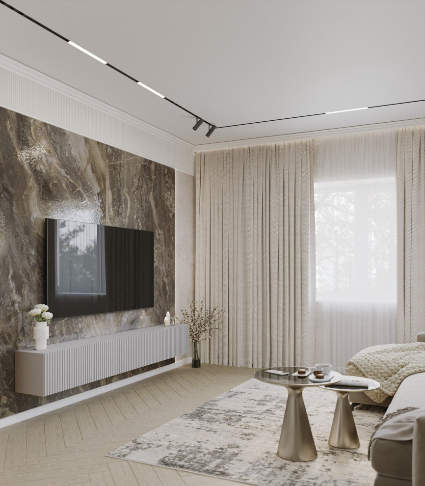 Кухня-гостиная в оттенках серого