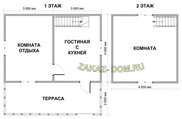 Дом из бруса с мансардой (6х6 м) - Проект № 2Д-2