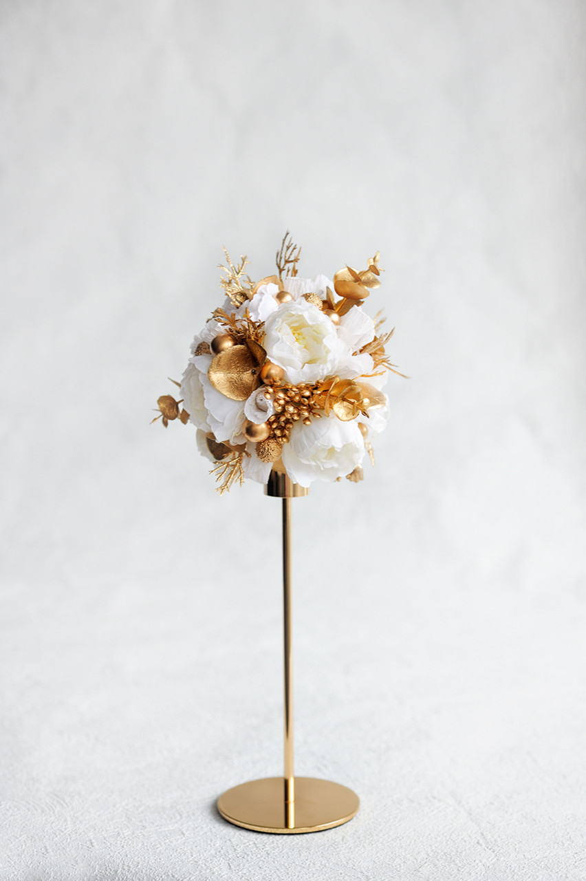 Набор высоких подсвечников с декором, цвет бело-золотой